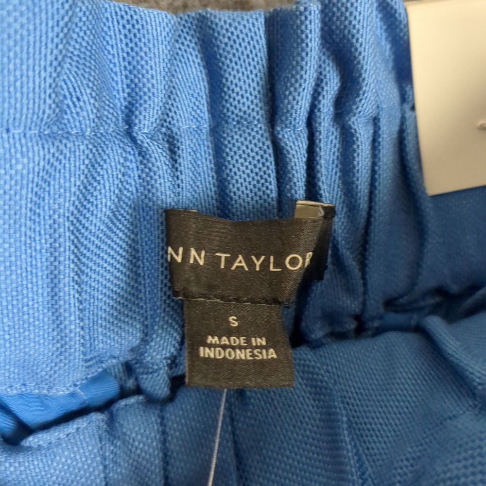Ann Taylor Blue High Rise Tapered Ankle Pants Elastic Paperbag Waist Small NEW - Picture 10 of 16